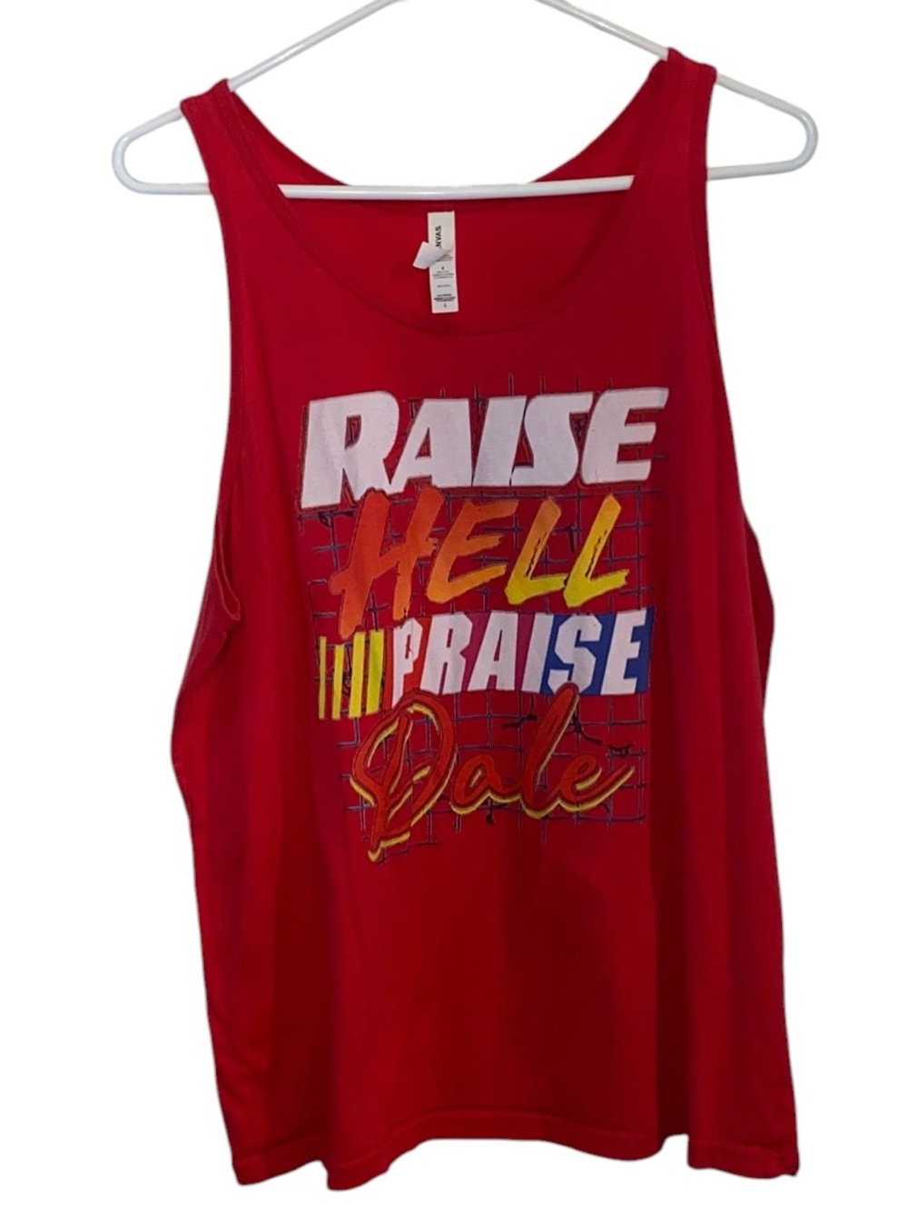 Red Raise Hell Praise Dale graphic tank top NASCAR Dale Earnhardt Summer